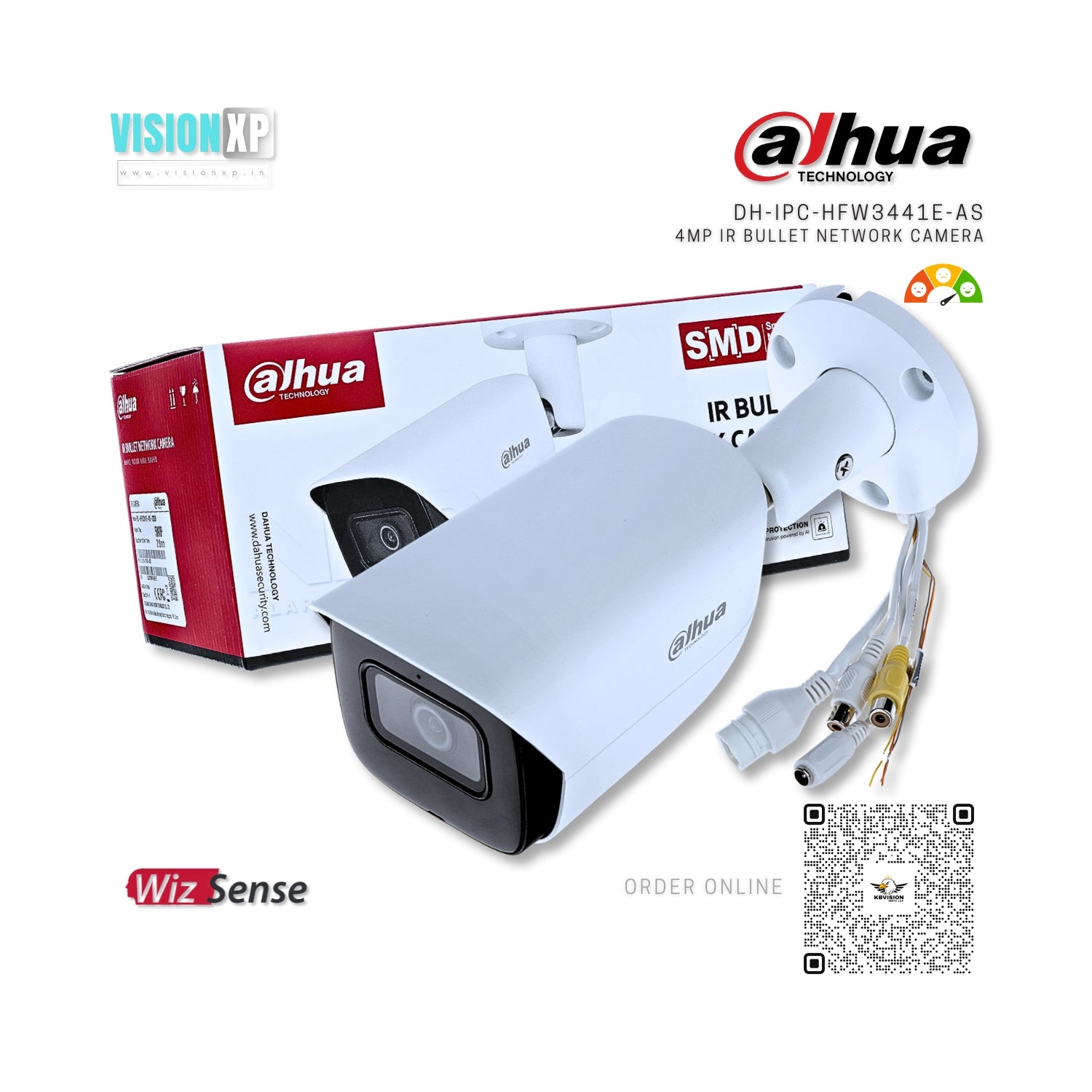 Dahua DH-IPC-HFW3441E-AS 4MP IR WizSense Network Bullet Camera Dahua DH-IPC-HFW3441E-AS 4MP IR WizSense Network Bullet Camera